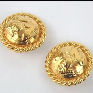 Authentic Salvatore Ferragamo Heel motif Gold tone Earring